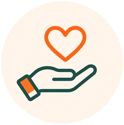 Hand holding heart icon