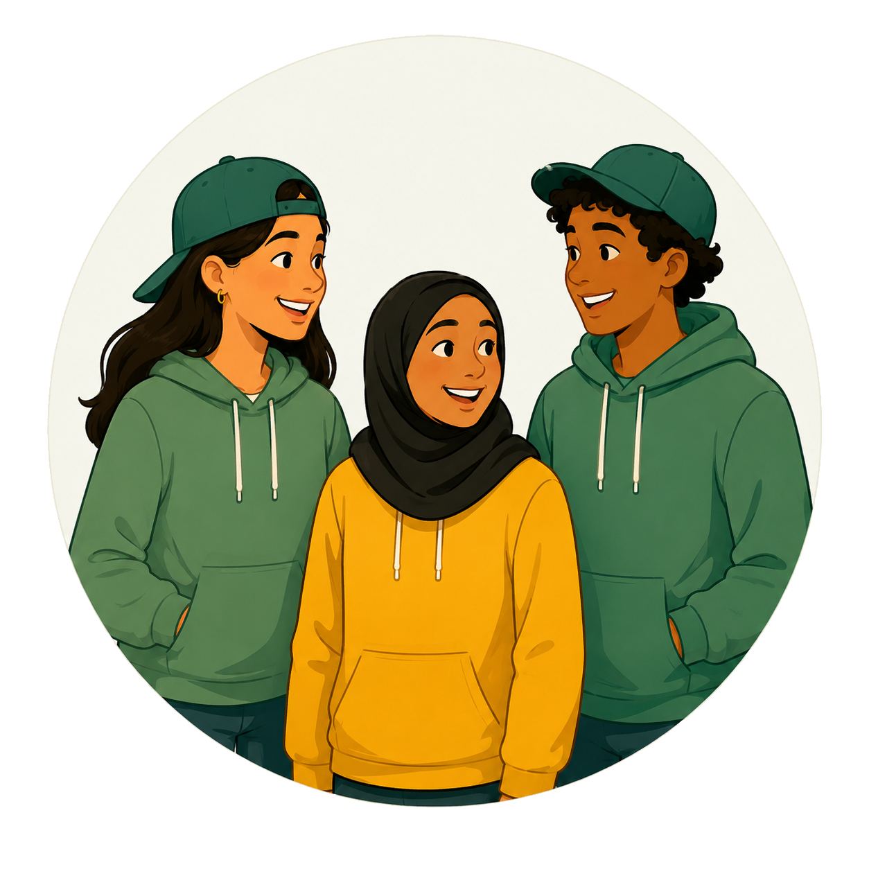 Illustrated youth club group icon